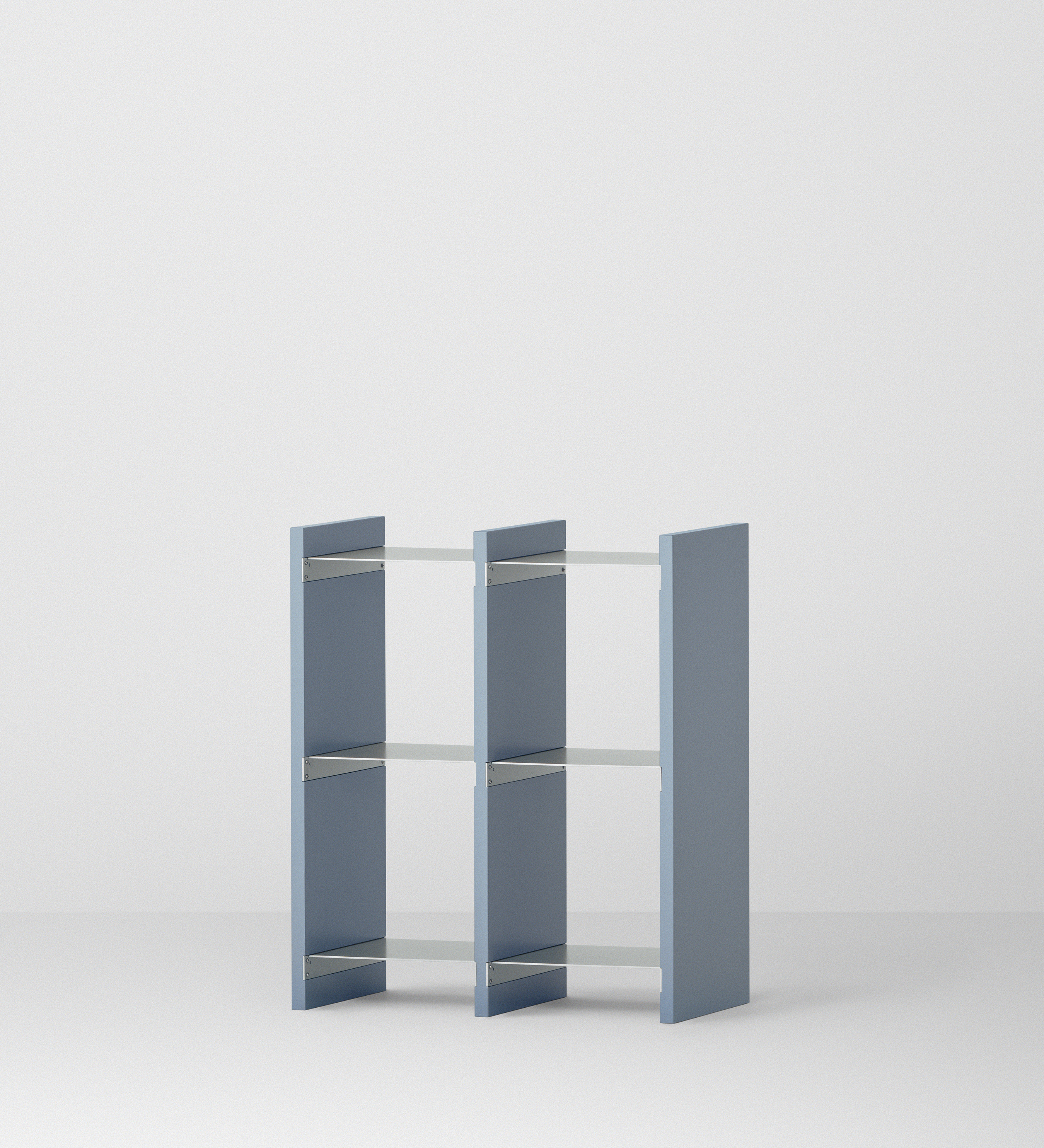 幅35cm × 高さ80cmのモジュラーシェルフ・可動棚｜ブルーグレー（薄いブルー）｜両面キャビネット、観葉植物のディスプレイに