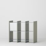 幅100cm × 高さ80cmのモジュラーシェルフ・可動棚｜モスグレー（落ち着いたグレー）｜両面キャビネットや低めの仕切り、リビングの飾り棚に