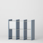 幅100cm × 高さ80cmのモジュラーシェルフ・可動棚｜ブルーグレー（薄いブルー）｜両面キャビネットや低めの仕切り、リビングの飾り棚に