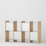 幅132.5cm × 高さ80cmのモジュラーシェルフ・可動棚｜無塗装｜仕切り棚や食器棚、サイドボード、店舗什器に