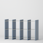 幅132.5cm × 高さ80cmのモジュラーシェルフ・可動棚｜モスグレー（落ち着いたグレー）｜仕切り棚やキッチンボード、両面キャビネット、店舗什器に