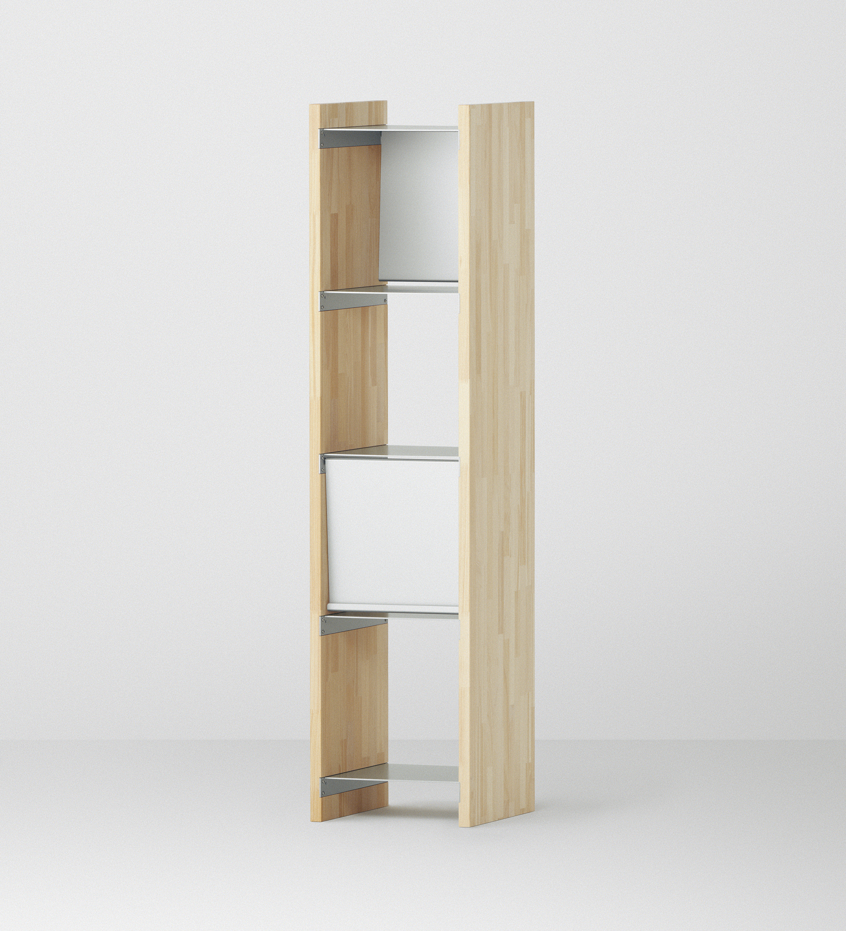 幅35cm × 高さ146.5cmのモジュラーシェルフ・可動棚｜無塗装｜スリムな収納棚。飾り棚や本棚、キッチンラックとして