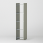 幅35cm × 高さ146.5cmのモジュラーシェルフ・可動棚｜モスグレー（落ち着いたグレー）｜スリムな収納棚。飾り棚や本棚、キッチンラックとして