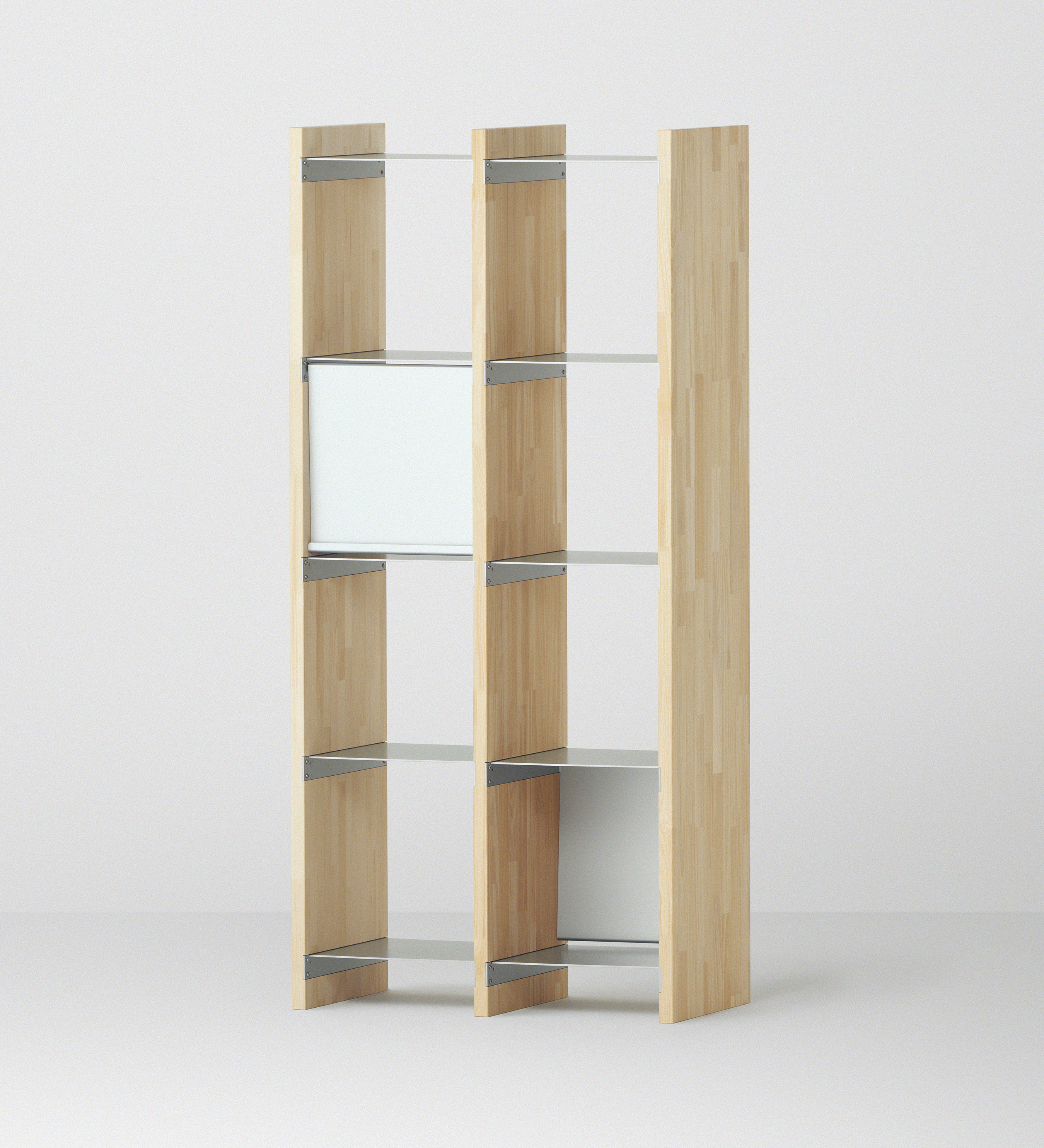 幅67.5cm × 高さ146.5cmのモジュラーシェルフ・可動棚｜無塗装｜こだわりのキッチンボードや本棚、オープンシェルフとして