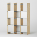 幅100cm × 高さ146.5cmのモジュラーシェルフ・可動棚｜無塗装｜モジュラーファーニチャー。シンプルモダンなインテリアやオフィス用什器、、仕切り棚に