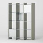 幅100cm × 高さ146.5cmのモジュラーシェルフ・可動棚｜モスグレー（落ち着いたグレー）｜モジュラーファーニチャー。シンプルモダンなインテリアやオフィス用什器、仕切り棚に