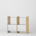 幅97.5cm × 高さ80cmのモジュラーシェルフ・可動棚）｜無塗装｜両面キャビネットやディスプレイ棚に