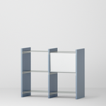 幅97.5cm × 高さ80cmのモジュラーシェルフ・可動棚｜ブルーグレー（薄いブルー）｜両面キャビネットやディスプレイ棚に