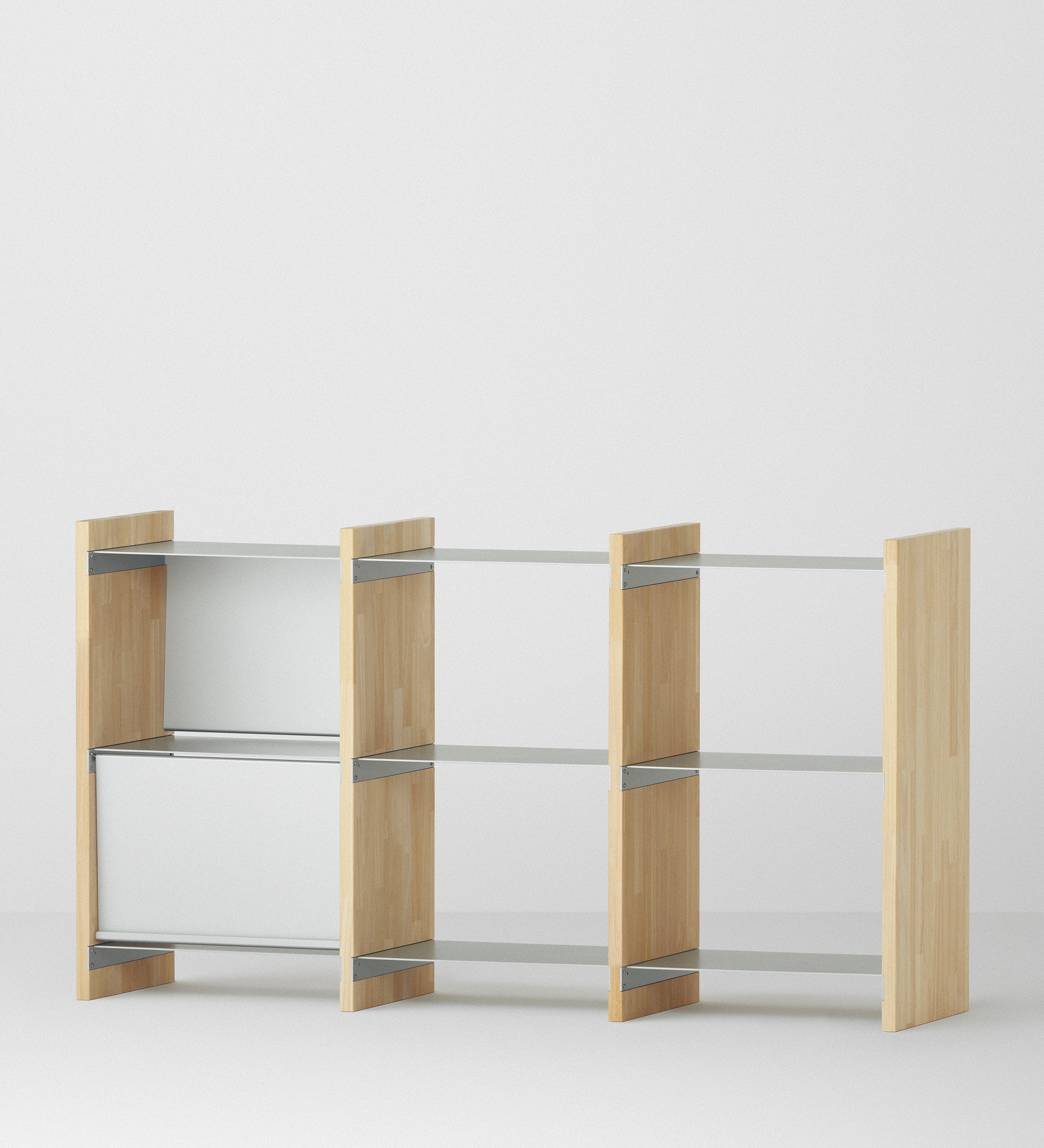 幅100cm × 高さ80cmのモジュラーシェルフ・可動棚｜無塗装｜両面キャビネットやリビング収納、仕切り棚に