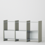 幅100cm × 高さ80cmのモジュラーシェルフ・可動棚｜モスグレー（落ち着いたグレー）｜両面キャビネットやリビング収納、仕切り棚に