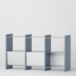 幅100cm × 高さ80cmのモジュラーシェルフ・可動棚｜ブルーグレー（薄いブルー）｜両面キャビネットやリビング収納、仕切り棚に
