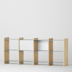 幅132.5cm × 高さ80cmのモジュラーシェルフ・可動棚｜無塗装｜モジュラーファーニチャー。リビング収納や店舗什器、オフィス什器として