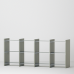 幅132.5cm × 高さ80cmのモジュラーシェルフ・可動棚｜モスグレー（落ち着いたグレー）｜モジュラーファーニチャー。リビング収納や店舗什器、オフィス什器として