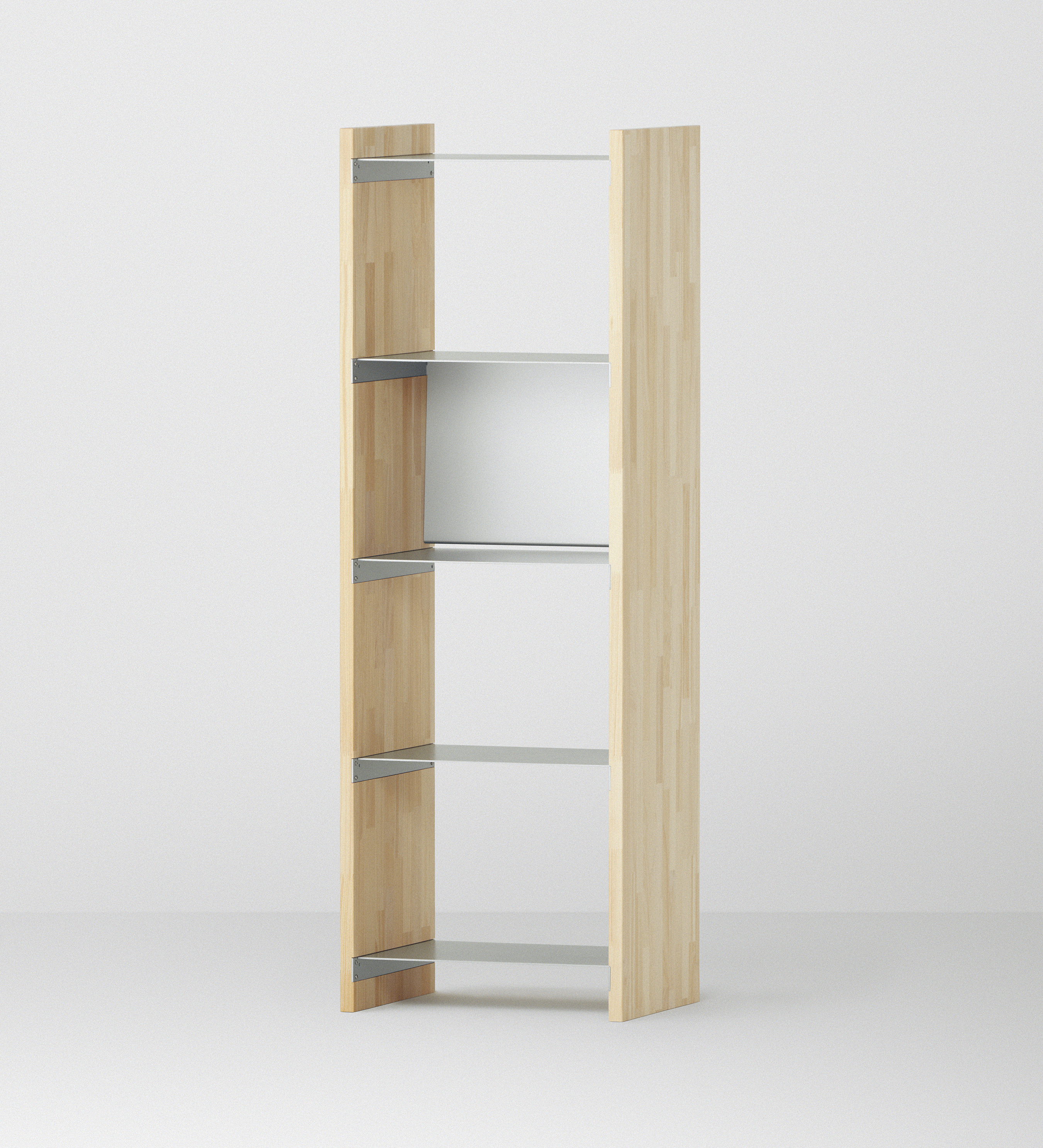 幅35cm × 高さ146.5cmのモジュラーシェルフ・可動棚｜無塗装｜キッチンラック、両面シェルフに