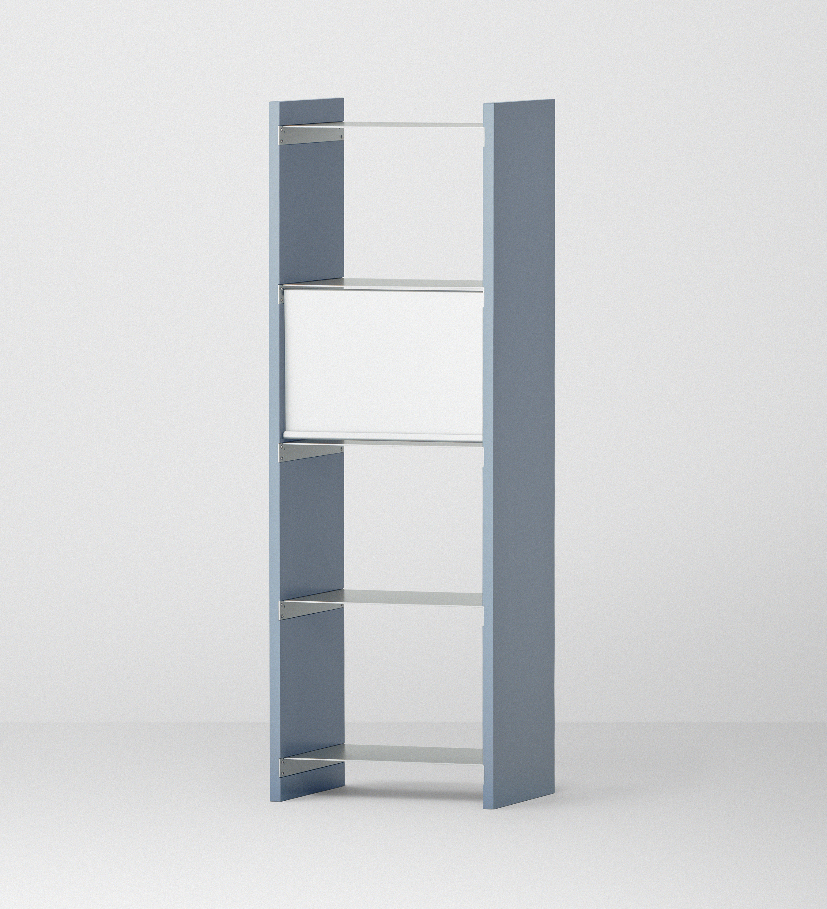 幅35cm × 高さ146.5cmのモジュラーシェルフ・可動棚｜ブルーグレー（薄いブルー）｜キッチンラック、両面シェルフに