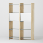 幅67.5cm × 高さ146.5cmのモジュラーシェルフ・可動棚｜無塗装｜飾り棚やキッチンボード、観葉植物のディスプレイに