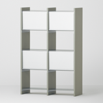 幅67.5cm × 高さ146.5cmのモジュラーシェルフ・可動棚｜モスグレー（落ち着いたグレー）｜飾り棚やキッチンボード、観葉植物のディスプレイに