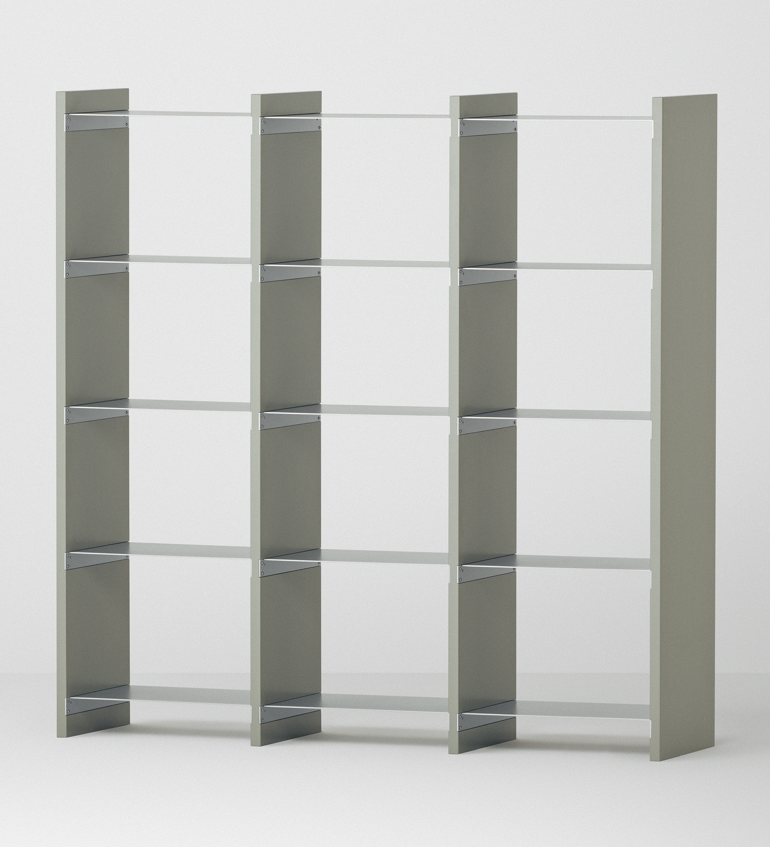 幅100cm × 高さ146.5cmのモジュラーシェルフ・可動棚｜モスグレー（落ち着いたグレー）｜モダンインテリアやオフィス什器、仕切り棚として