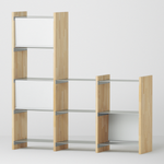 幅100cm  × 高さ146.5cmのモジュラーシェルフ・可動棚｜無塗装｜段違いレイアウトの飾り棚。器や観葉植物のディスプレイに