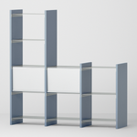 幅100cm   × 高さ146.5cmのモジュラーシェルフ・可動棚｜ブルーグレー（薄いブルー）｜段違いレイアウトの飾り棚。器や観葉植物のディスプレイに