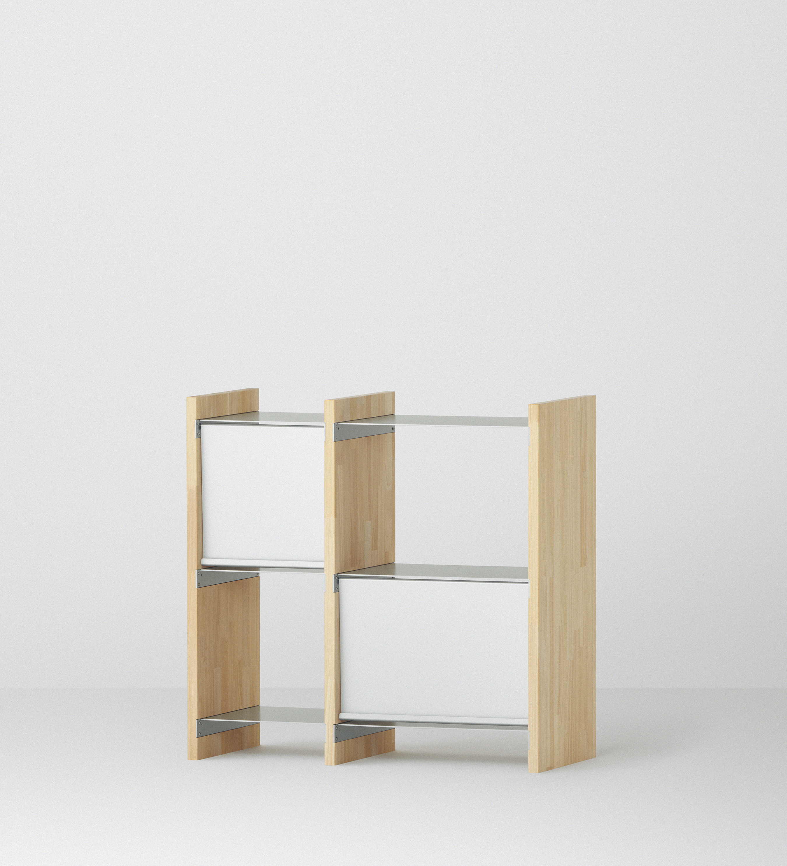 幅82.5cm × 高さ80cmのモジュラーシェルフ・可動棚｜無塗装｜幅30cm＋幅45cmの組み合わせ。サイドボードや仕切り棚に