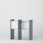 幅82.5cm × 高さ80cmのモジュラーシェルフ・可動棚｜ブルーグレー（薄いブルー）｜幅30cm＋幅45cmの組み合わせ。サイドボードや仕切り棚に