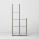 幅67.5cm  × 高さ146.5cmのモジュラーシェルフ・可動棚｜モスグレー（落ち着いたグレー｜2段と4段の組み合わせで、オープンラックや観葉植物を置く棚に