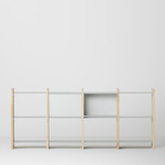 幅132.5cm × 高さ80cmのモジュラーシェルフ・可動棚｜無塗装｜モジュラーファーニチャー。リビング収納や店舗什器、オフィス什器として