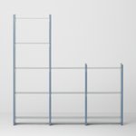 幅100cm   × 高さ146.5cmのモジュラーシェルフ・可動棚｜ブルーグレー（薄いブルー）｜段違いレイアウトの飾り棚。器や観葉植物のディスプレイに