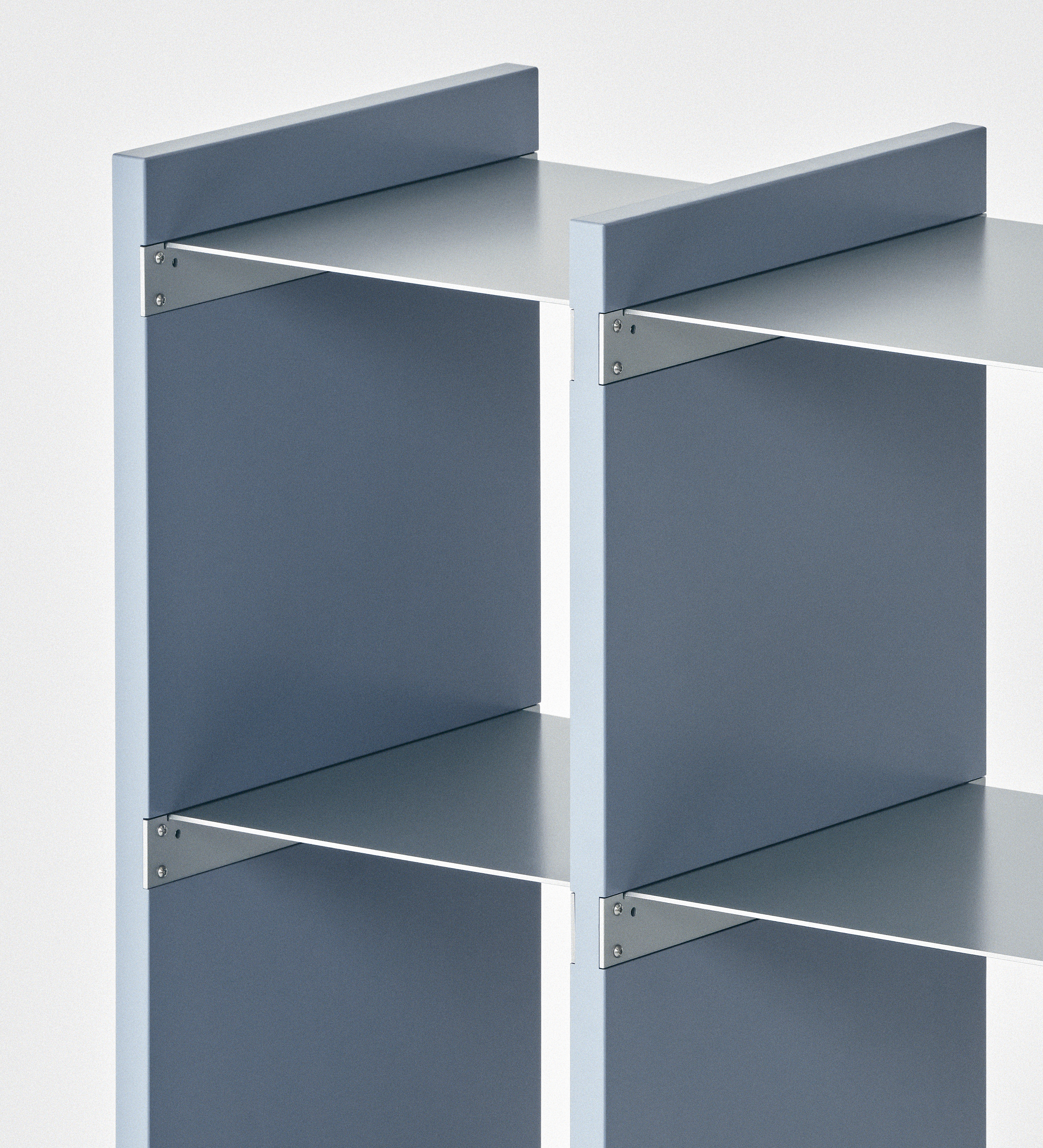 幅67.5cm × 高さ146.5cmのモジュラーシェルフ・可動棚｜ブルーグレー（薄いブルー）｜こだわりのキッチンボードや本棚、オープンシェルフとして