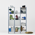 幅100cm × 高さ146.5cmのモジュラーシェルフ・可動棚｜ブルーグレー（薄いブルー）｜モジュラーファーニチャー。シンプルモダンなインテリアやオフィス用什器、仕切り棚に