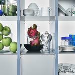 幅100cm × 高さ146.5cmのモジュラーシェルフ・可動棚｜ブルーグレー（薄いブルー）｜モジュラーファーニチャー。シンプルモダンなインテリアやオフィス用什器、仕切り棚に