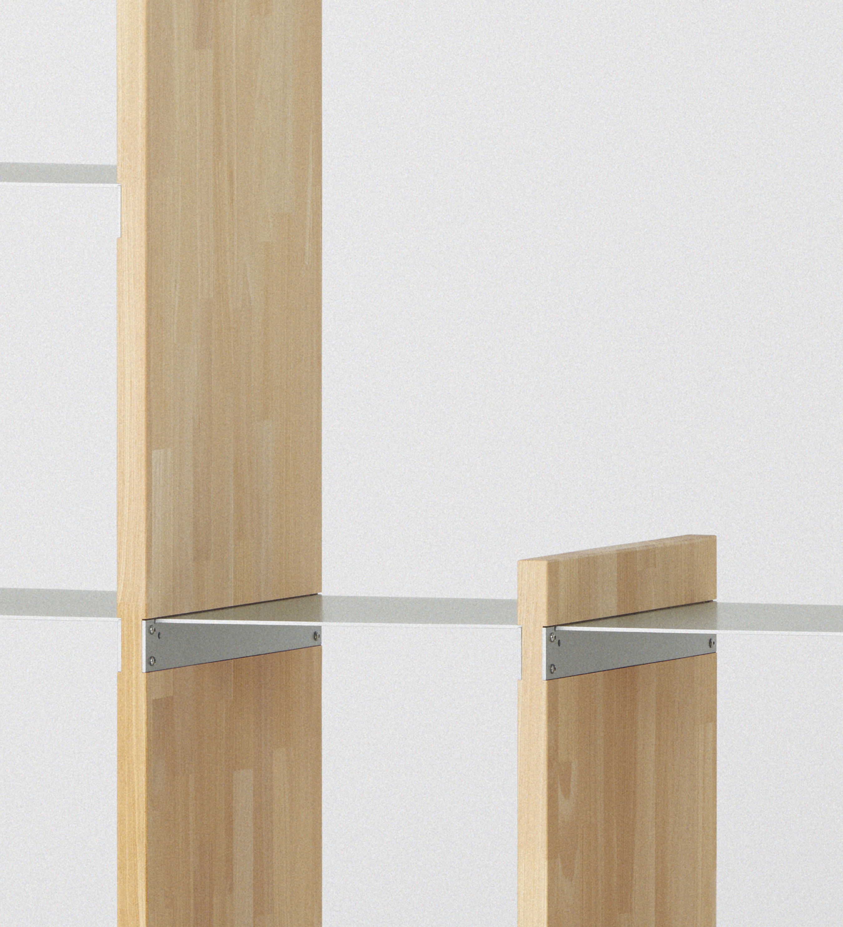 幅100cm  × 高さ146.5cmのモジュラーシェルフ・可動棚｜無塗装｜2段2列＋4段1列の段違いのシェルフ。キッチンボードや飾り棚、観葉植物のコレクション棚に