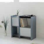 幅82.5cm × 高さ80cmのモジュラーシェルフ・可動棚｜ブルーグレー（薄いブルー）｜幅30cm＋幅45cmの組み合わせ。サイドボードや仕切り棚に