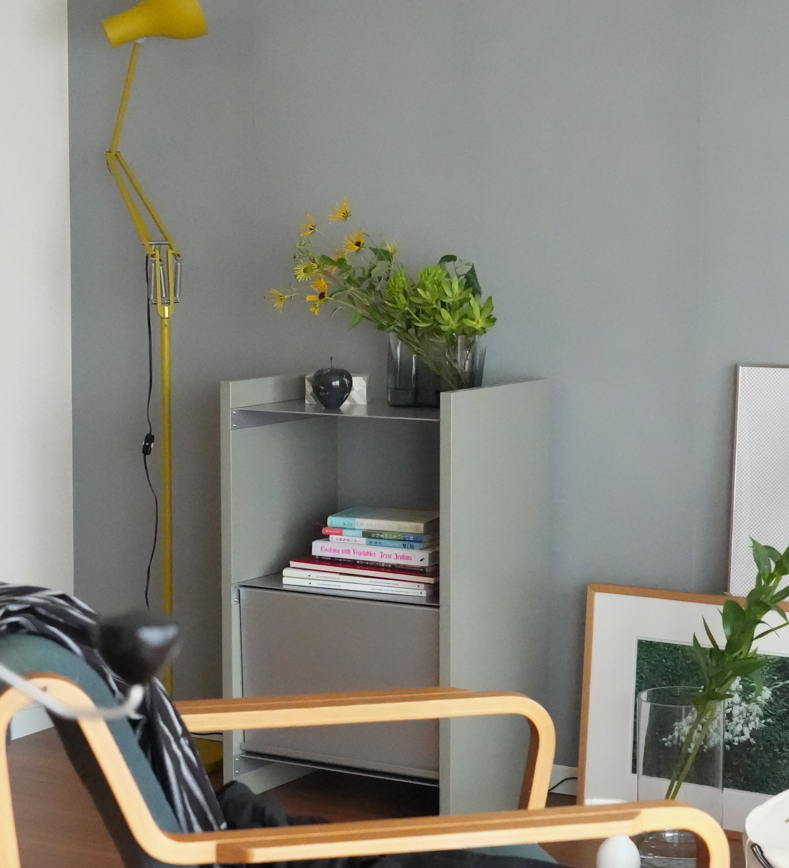 幅50cm  × 高さ80cmのモジュラーシェルフ・可動棚｜モスグレー（落ち着いたグレー）｜キッチンラック、サイドボード、小さな収納に