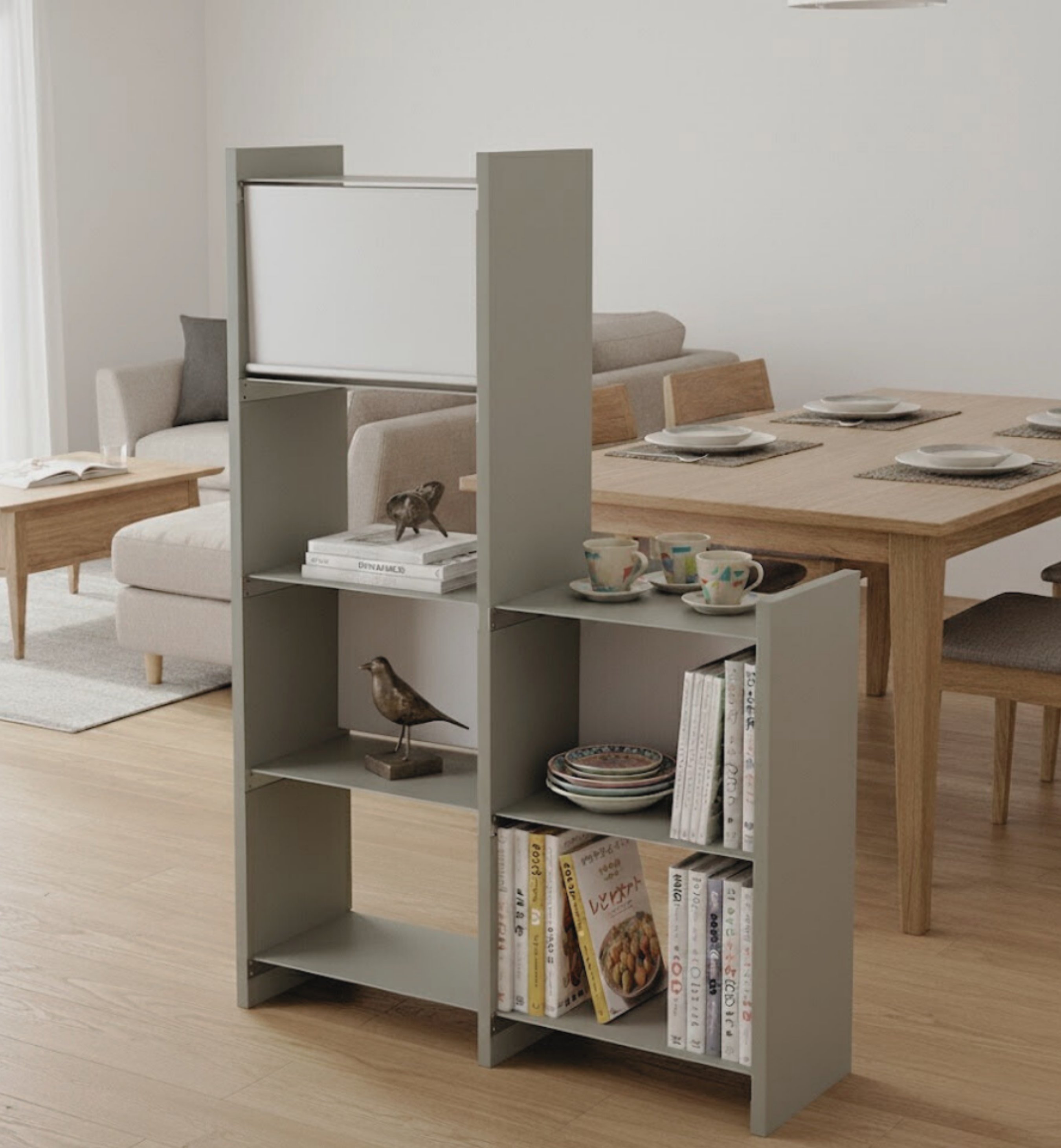 高低差が生む、軽やかな仕切り。